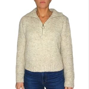 Sincerely Jules Quarter Zip Sweater Size Medium Creme